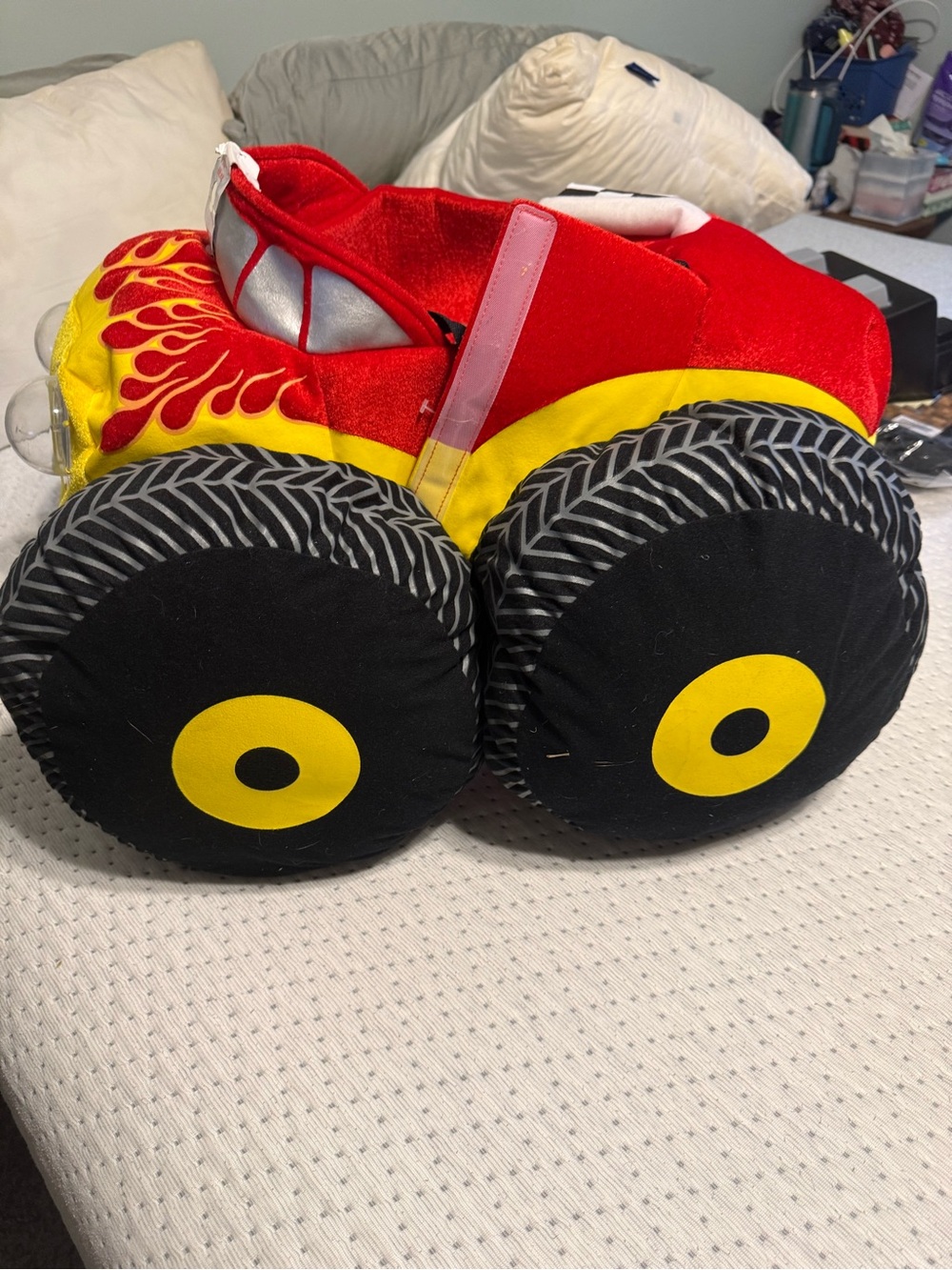 Plush Monster Truck Toy - Red & Yellow Kids Ride-On Plush